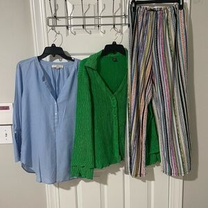 Striped Multicolor Women's Pants Melissa Paige lg two lg tops